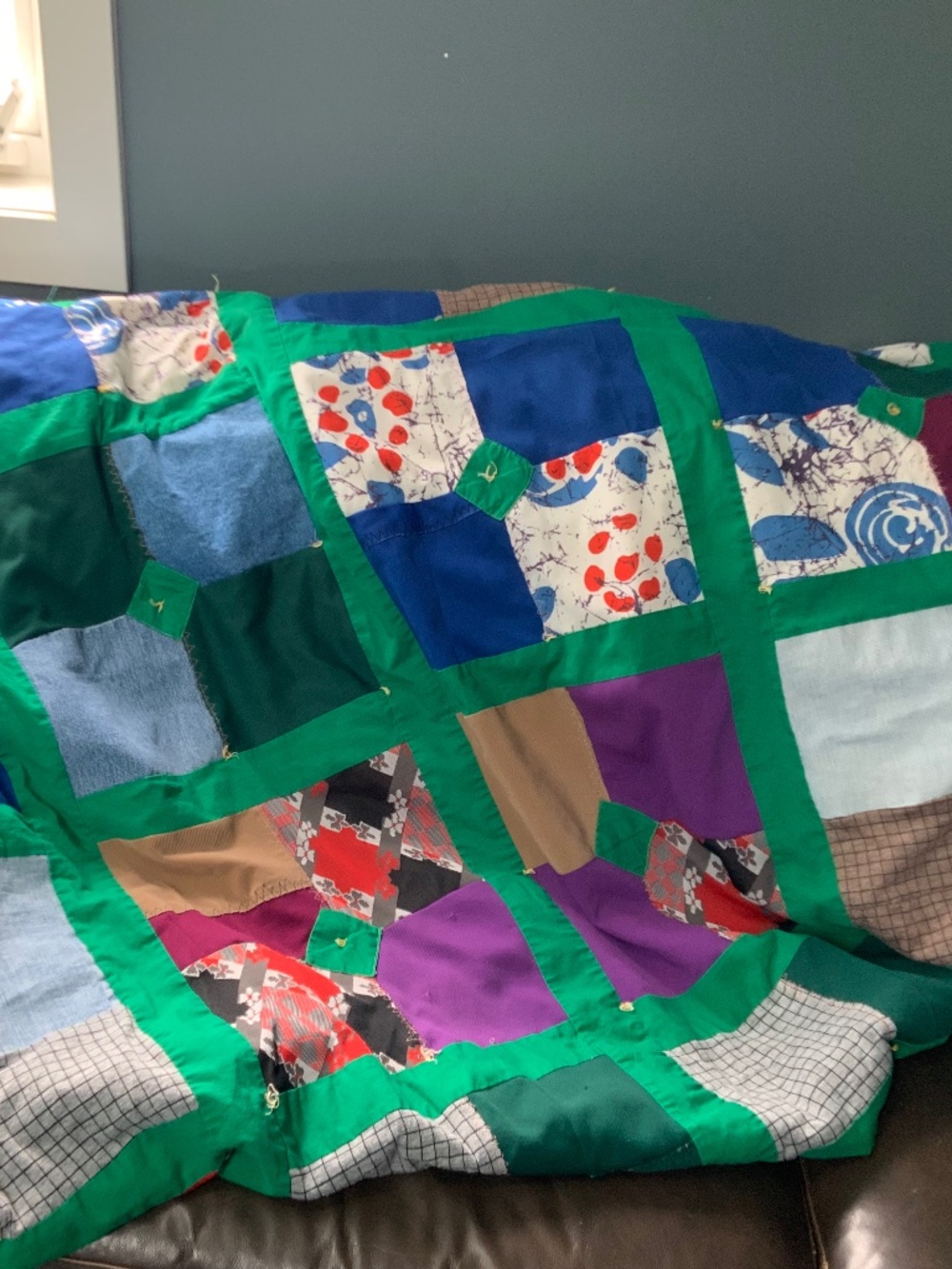 Twin-Size Handmade Crazy Quilt 68” X 85”